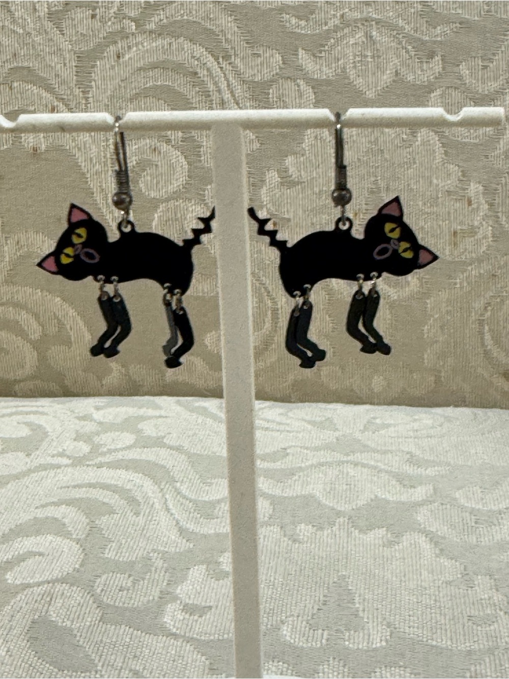 Black Cat Dangle Earrings for Halloween